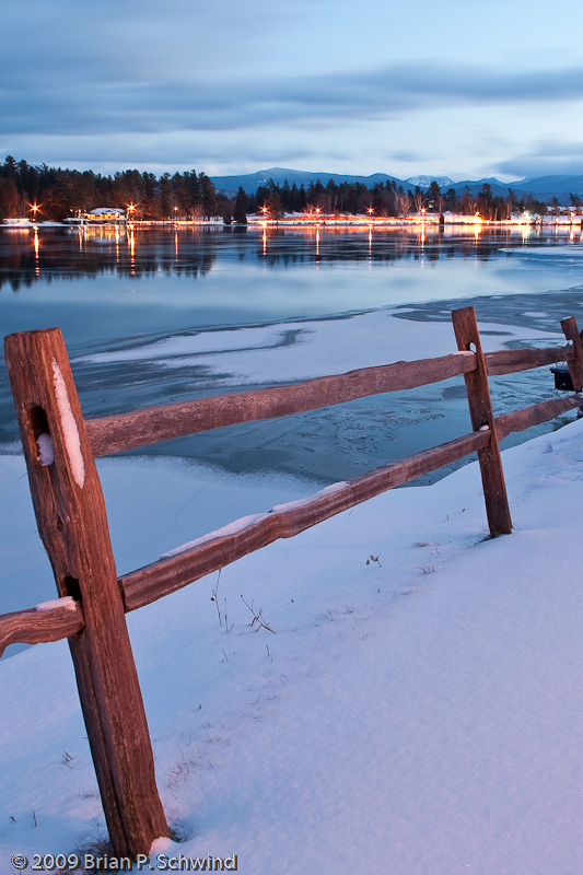 Winter Night on Mirror Lake, Lake Placid, NY