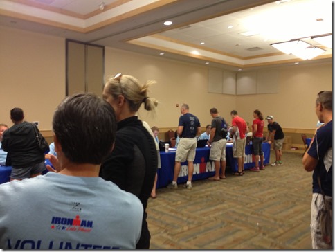 Waiting in line to register for the 2014 Ironman Lake Placid