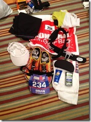 Run gear bag contents