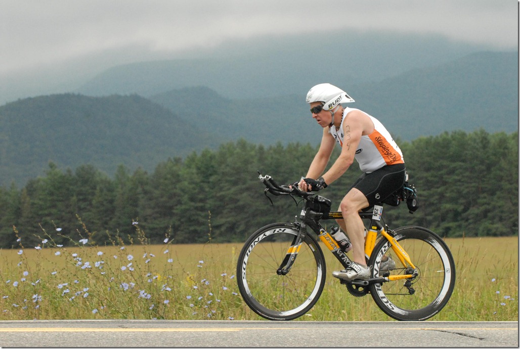 Not very aero with my "speed hat" in the valley between Keene and Jay