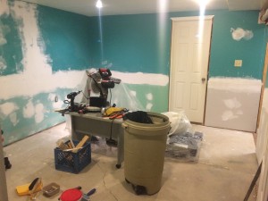 Pain Cave Remodel - Drywalled and sanded 2