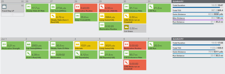 Training Peaks Workout Calendar IMCdA Week 22-23