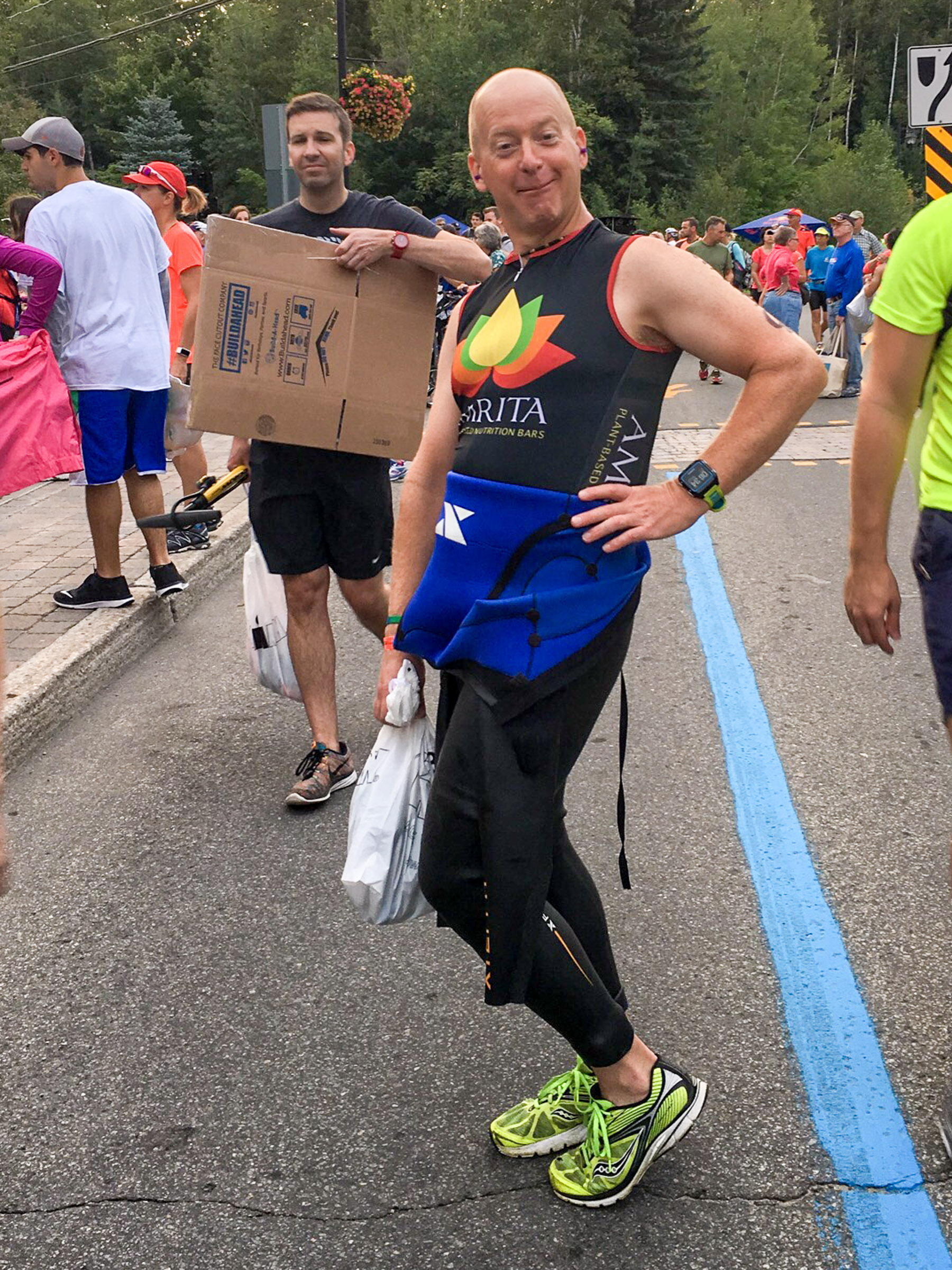 Ironman Mont-Tremblant 2016 - Me acting like a goofball prior to the race start. Feeling pretty loose that day.