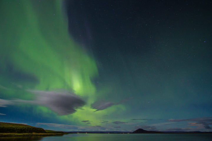 Europe, Iceland, Lake Myvatn., Travel, aurora borealis, northern lights